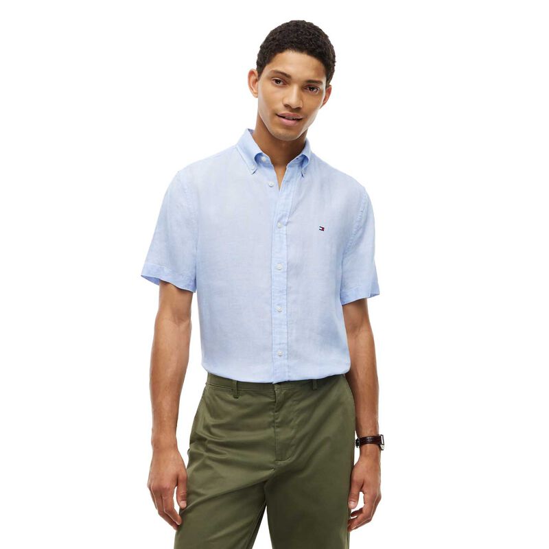 Tommy Hilfiger Regular Fit Washed Linen Short Sleeve Shirt image number 0